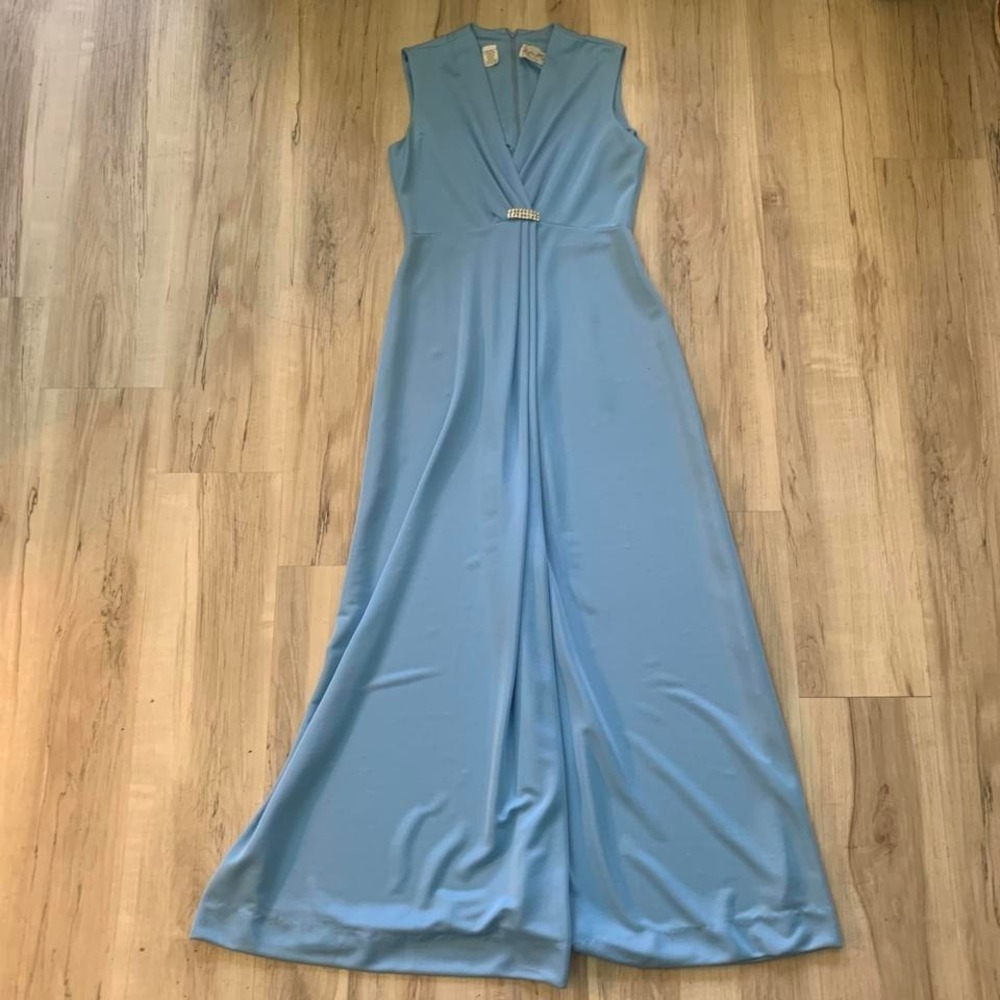 Vintage Y2K Leslie Fay light blue maxi‎ dress